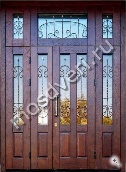 Эксклюзивная парадная дверь с четырьмя створками и верхней вставкой - купить от производителя Мосдвери Эксклюзивная парадная дверь с четырьмя створками и верхней вставкой